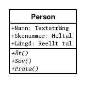 Klassen Person sedd som en datatyp i UML-notation